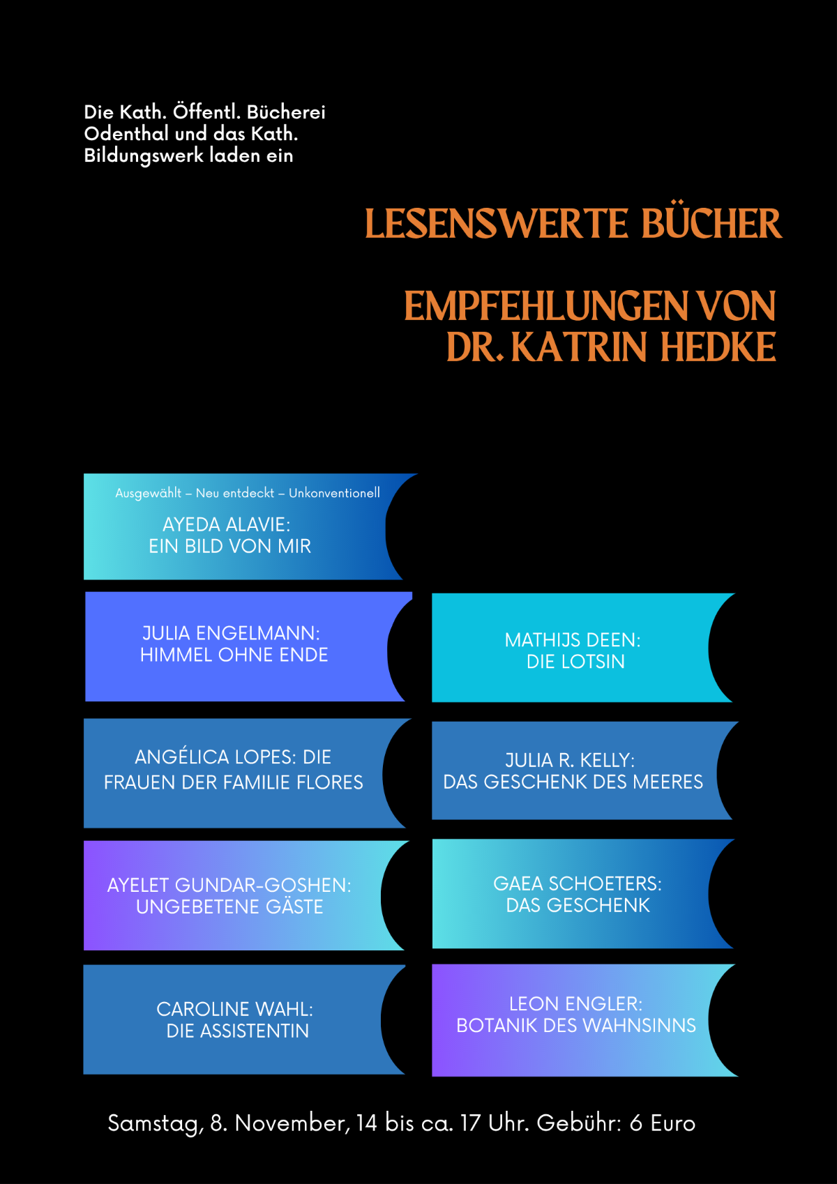 8.11.2025 KÖB Lesetreff Neue Bücher_Plakat (c) KÖB Odenthal
